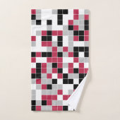 Modern Magenta Black Gray Geometric Badhandtuch Set (Handtuch)