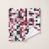 Modern Magenta Black Gray Geometric Badhandtuch Set (Waschlappen)