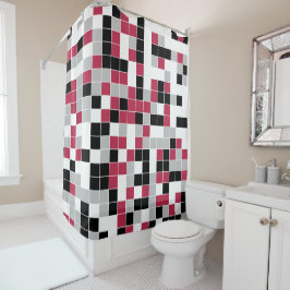 Modern Magenta Black Gray Geometric Duschvorhang