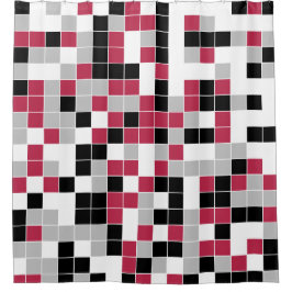 Modern Magenta Black Gray Geometric Duschvorhang