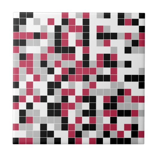 Modern Magenta Black Gray Geometric Fliese (Vorderseite)