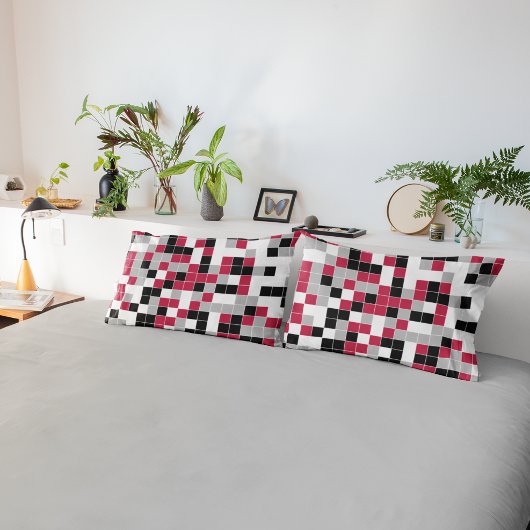 Modern Magenta Black Gray Geometric Kissenbezug