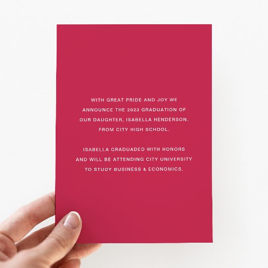 Modern Magenta Foto Script Abschluss Ankündigung