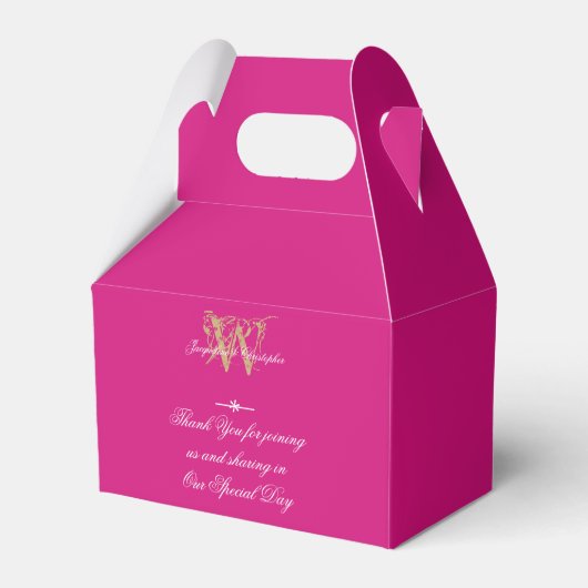 Modern Magenta Monogram + Name Script Eleganter Ch Geschenkschachtel (Rückseite)