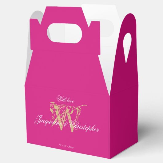 Modern Magenta Monogram + Name Script Eleganter Ch Geschenkschachtel (Geöffnet)