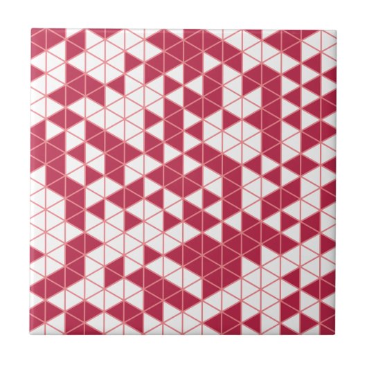 Modern Magenta Pink White Geometric Triangle Fliese (Vorderseite)