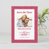Modern Magenta Red Pattern | SAVE THE DATE FOTO (Stehend Vorderseite)