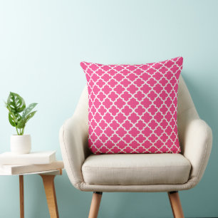 Modern Magenta Rosa marokkanisches Quatrefolienmus Kissen