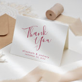 Modern Magenta Script Wedding Vielen Dank Karte