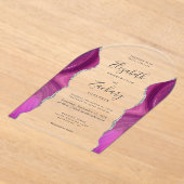 Modern Magenta Silver Agate Wedding Arch Acryleinladungen (Ablage )