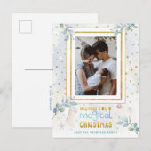 Modern Magic Christmas Pastel Foto Name Postkarte (Vorne/Hinten)