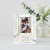 Modern Magic Christmas Pastel Foto Name Postkarte (Stehend Vorderseite)