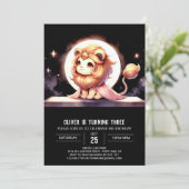 Modern Magic Lion Birthday Einladung (Stehend Vorderseite)