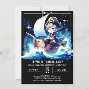 Modern Magic Pirate Geburtstag Einladung