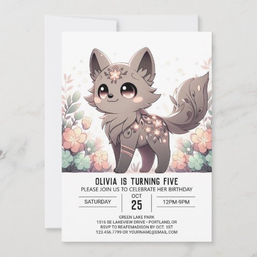 Modern Magic Wolf Digital Geburtstag Einladung (Vorderseite)