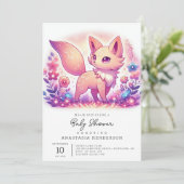 Modern Magical Fox Baby Dusche Einladung (Stehend Vorderseite)