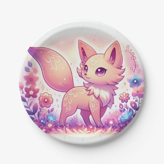 Modern Magical Fox Baby Dusche Pappteller (Vorderseite)