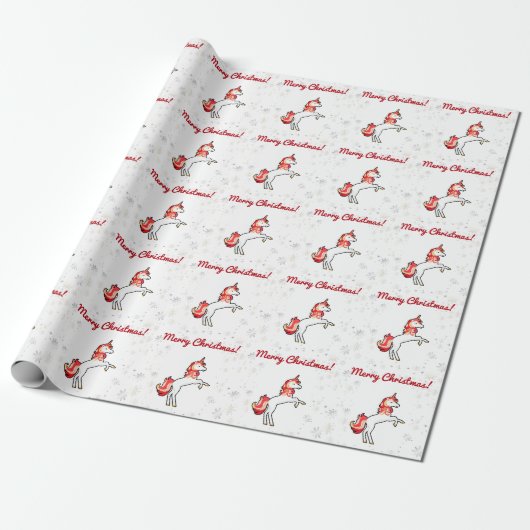 Modern Magical Unicorn Snowflakes Frohe Weihnachte Geschenkpapier (Ungerollt)