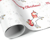 Modern Magical Unicorn Snowflakes Frohe Weihnachte Geschenkpapier (Rolleneckpunkt)