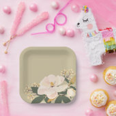 Modern Magnolia Floral Bouquet Custom Pappteller (Party)