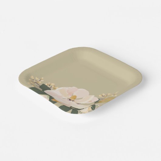 Modern Magnolia Floral Bouquet Custom Pappteller (Gewinkelt)