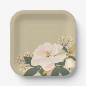 Modern Magnolia Floral Bouquet Custom Pappteller (Vorderseite)