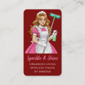 Modern Maid House Cleaning Housekeeping Style Visitenkarte (Vorderseite)