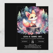 Modern Majestic Fox Geburtstag digital Einladung (Vorne/Hinten)