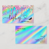 Modern Makeup Artist Eyes Lashes Holographic Busi Visitenkarte (Vorne/Hinten)