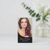 Modern Makeup Artist Foto Black Visitenkarte (Stehend Vorderseite)