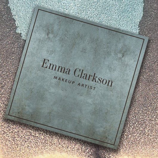 Modern Makeup Artist Grunge Blue Gray Texture Quadratische Visitenkarte