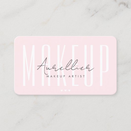 Modern Makeup Artist Lashes Brows Monogram Pink Visitenkarte (Vorderseite)