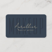 Modern Makeup Artist Monogram Dark Blue Script QR Visitenkarte (Vorderseite)