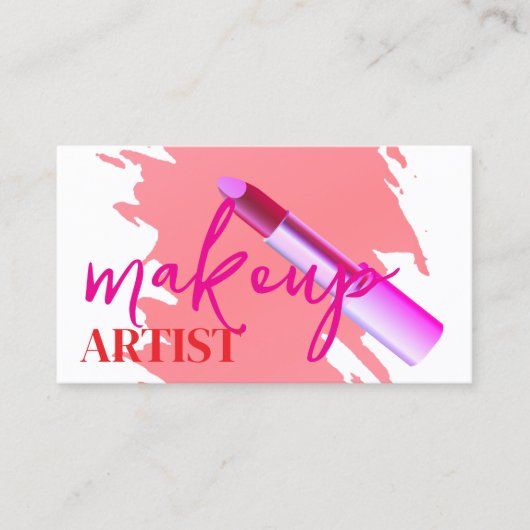 Modern Makeup Artist Pink Lipstick und Gold Visitenkarte (Vorderseite)