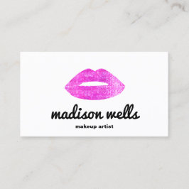 Modern Makeup Artist Pink Sequin Lippen Visitenkarte