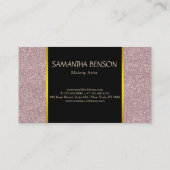 Modern Makeup Artist Rose Gold Glitzer Visitenkarte (Rückseite)
