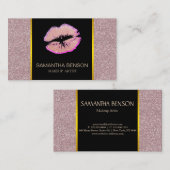 Modern Makeup Artist Rose Gold Glitzer Visitenkarte (Vorne/Hinten)