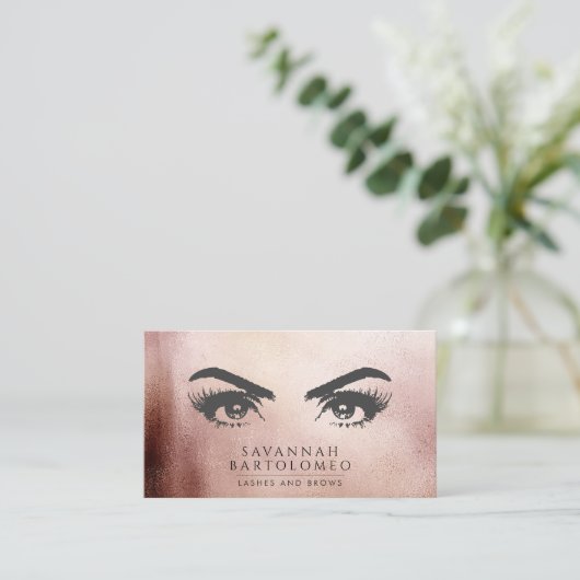 Modern Makeup Artist Rose Gold Imitats Fossil Visitenkarte (Stehend Vorderseite)