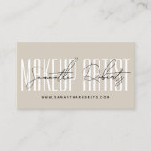 Modern makeup artist script typography beige treuekarte (Vorderseite)