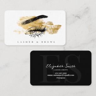 Modern Makeup Artist White and Gold Business Card Visitenkarte
