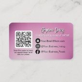 Modern makeup bold purple photo qr code visitenkarte (Rückseite)