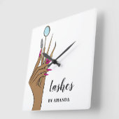 Modern Makeup Eyebrow Eyes Lashes Girly Quadratische Wanduhr (Winkel)