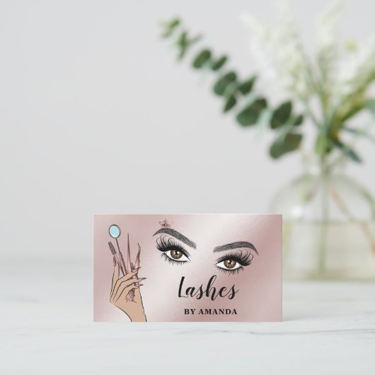 Modern Makeup Eyebrow Eyes Lashes Girly Visitenkarte (Stehend Vorderseite)
