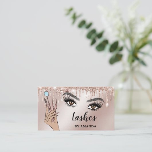 Modern Makeup Eyebrow Eyes Lashes Girly Visitenkarte (Stehend Vorderseite)