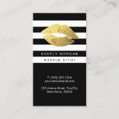 Modern Makeup Gold Lips - Chic Schwarz-weiß Strips Visitenkarte (Vorderseite)