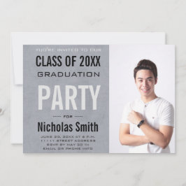 Modern Male Grad Blue Graduation Party Einladung