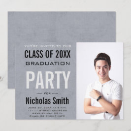 Modern Male Grad Blue Graduation Party Einladung