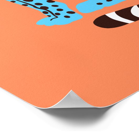 Modern Malibu Blue Cheetah auf Lachs Orange Poster (Ecke)