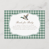 Modern Mallard Duck Neutral Gingham Baby Shower Begleitkarte (Vorderseite)