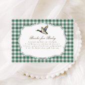 Modern Mallard Duck Neutral Gingham Baby Shower Begleitkarte
